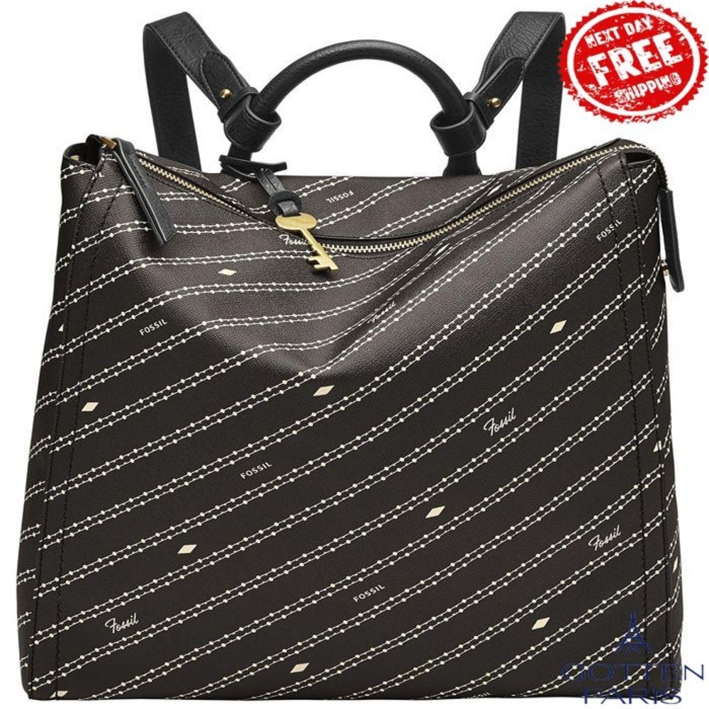 Women's Parker Polyvinyl Chloride Medium Backpack Black, Bone Women's Bag